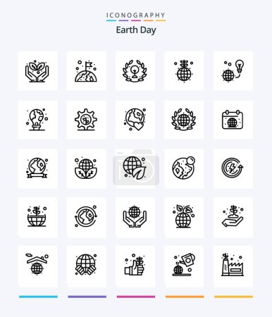 Illustration for Creative Earth Day 25 OutLine icon pack  Such As light. protection. day. green. globe - Royalty Free Image