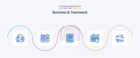 Illustration for Business And Teamwork Blue 5 Icon Pack Including exchange. arrow. sheet. appointment. schedule - Royalty Free Image
