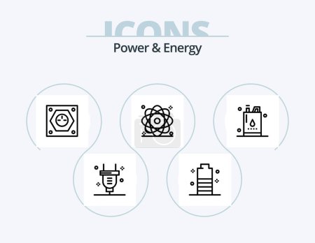 Illustration for Power And Energy Line Icon Pack 5 Icon Design. nuclear. energy. power. atom. power - Royalty Free Image