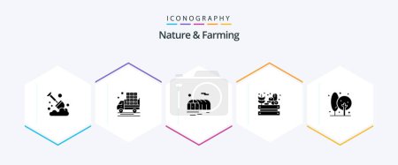Illustration for Nature And Farming 25 Glyph icon pack including farm. agriculture. farming. harvest. farming - Royalty Free Image