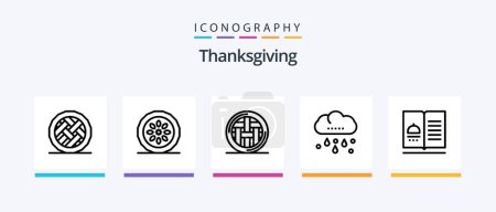 Téléchargez les illustrations : Thanksgiving Line 5 Icon Pack Including pie. food. thanksgiving. dinner. thanksgiving. Creative Icons Design - en licence libre de droit