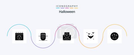 Illustration for Halloween Glyph 5 Icon Pack Including halloween. night. envelope. halloween. bat - Royalty Free Image
