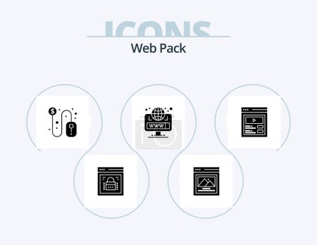 Ilustración de Web Pack Glyph Icon Pack 5 Icon Design. Vídeo. web. clic. sitio. navegador - Imagen libre de derechos