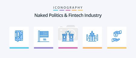 Illustration for Naked Politics And Fintech Industry Blue 5 Icon Pack Including debate. agreement. fall. speaker. election. Creative Icons Design - Royalty Free Image