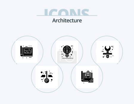 Illustration for Architecture Glyph Icon Pack 5 Icon Design. pause. light. blue. idea. print - Royalty Free Image