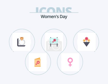 Illustration for Womens Day Flat Icon Pack 5 Icon Design. women. gift. symbol. diamond. day - Royalty Free Image