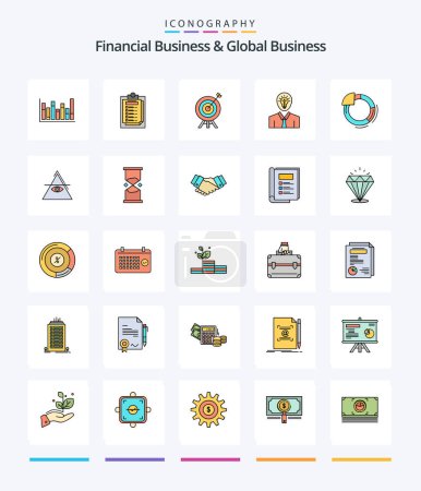 Téléchargez les illustrations : Creative Financial Business And Global Business 25 Line FIlled icon pack  Such As growth. success. file. idea. board - en licence libre de droit