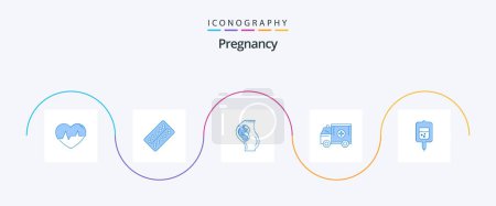 Téléchargez les illustrations : Pregnancy Blue 5 Icon Pack Including medical. ambulance. tablet. mother. baby - en licence libre de droit