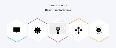 Illustration for Basic 25 Glyph icon pack including . time machine. internet. future. topology - Royalty Free Image