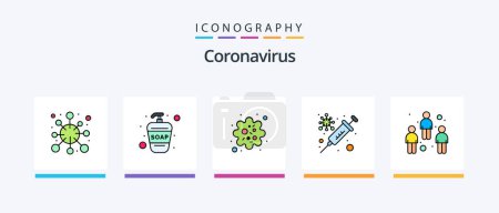 Illustration for Coronavirus Line Filled 5 Icon Pack Including influenza. clean. fever. lungs. temperature. Creative Icons Design - Royalty Free Image