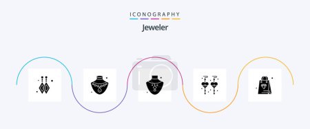 Ilustración de Jewellery Glyph 5 Icon Pack Including . necklace. diamond. shopping - Imagen libre de derechos