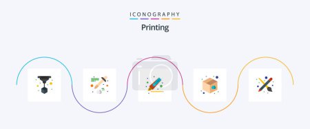 Illustration for Printing Flat 5 Icon Pack Including . tool. marker. paint. print - Royalty Free Image
