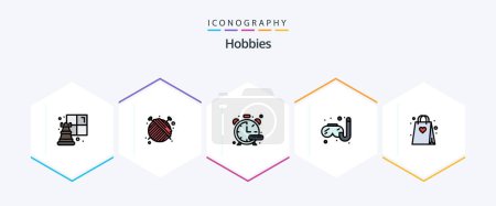 Ilustración de Hobbies 25 FilledLine icon pack including bag. hobbies. hobbies. shopping. hobbies - Imagen libre de derechos