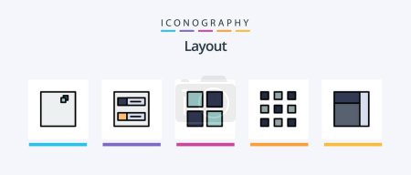 Ilustración de Layout Line Filled 5 Icon Pack Including . popup.. Creative Icons Design - Imagen libre de derechos