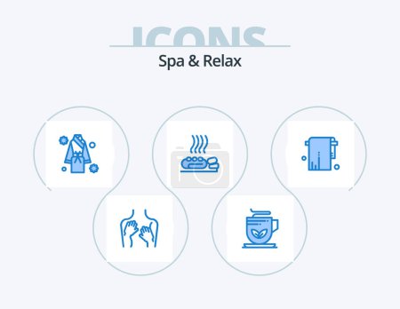Ilustración de Spa y Relax Blue Icon Pack 5 Icon Design. medicina. salud. Bienestar. Cuidado. ducha - Imagen libre de derechos
