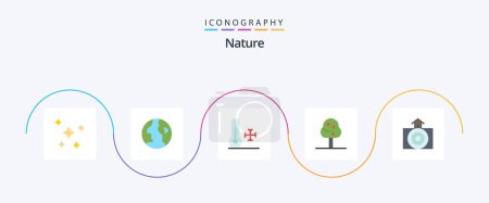 Téléchargez les illustrations : Nature Flat 5 Icon Pack Including nature. earthquake. nature. tree. nature - en licence libre de droit