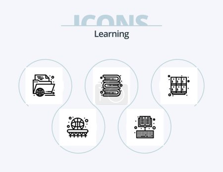 Illustration for Learning Line Icon Pack 5 Icon Design. internet. learning. books. game. basket - Royalty Free Image