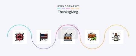 Illustration for Thanksgiving Line Filled Flat 5 Icon Pack Including thanks day. thanksgiving. calendar. promotion. gift box - Royalty Free Image