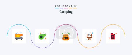 Ilustración de Camping Flat 5 Icon Pack Incluido. Viajar. aceite. bidón - Imagen libre de derechos