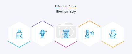 Téléchargez les illustrations : Biochimie 25 Pack icône bleue incluant laboratoire. thermomètre. laboratoire. mètre de température. biochimie - en licence libre de droit