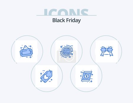 Illustration for Black Friday Blue Icon Pack 5 Icon Design. black friday. percentage. shopping. friday. shop - Royalty Free Image