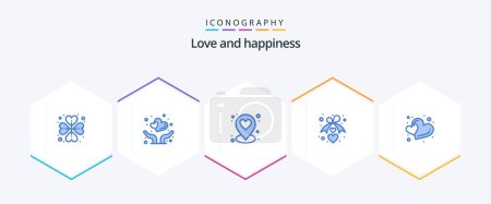 Illustration for Love 25 Blue icon pack including shape. hearts. heart. romance. love - Royalty Free Image