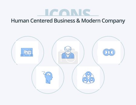 Ilustración de Human Centered Business And Modern Company Blue Icon Pack 5 Icon Design. coin. old man. circle. father. briefcase - Imagen libre de derechos