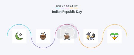 Illustration for Indian Republic Day Line Filled Flat 5 Icon Pack Including crackers. celebrate. festival. indian. cup - Royalty Free Image