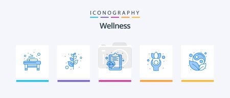 Illustration for Wellness Blue 5 Icon Pack Including yin. symbol. health. wellness. healthy. Creative Icons Design - Royalty Free Image