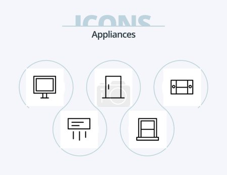 Illustration for Appliances Line Icon Pack 5 Icon Design. furniture. home. furniture. cooler. air - Royalty Free Image