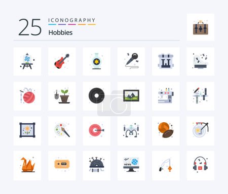 Ilustración de Hobbies 25 Flat Color paquete de iconos incluyendo grandes. pasatiempos. hobby. Bolsa. pasatiempo - Imagen libre de derechos