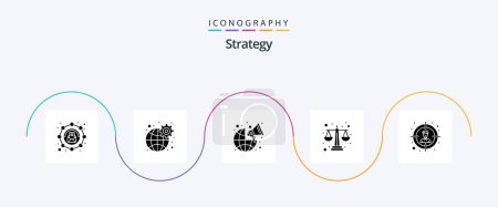 Ilustración de Estrategia Glyph 5 Icon Pack Incluyendo el objetivo. nivel. difusión. igualdad. equilibrio - Imagen libre de derechos