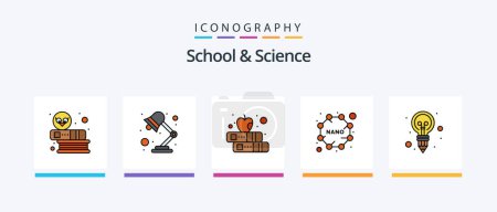 Illustration for School And Science Line Filled 5 Icon Pack Including molecule. content. planets. astronomy. Creative Icons Design - Royalty Free Image