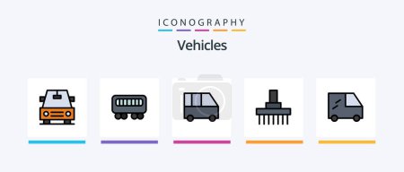 Téléchargez les illustrations : Vehicles Line Filled 5 Icon Pack Including star. car. more. transportation. cross wrench. Creative Icons Design - en licence libre de droit