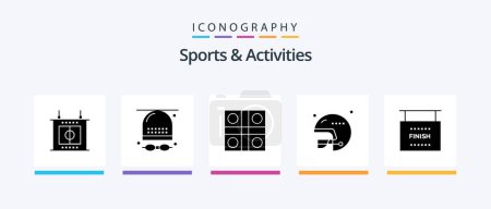 Téléchargez les illustrations : Sports and Activities Glyph 5 Icon Pack Including end. rugby. game. helmet. sports. Creative Icons Design - en licence libre de droit
