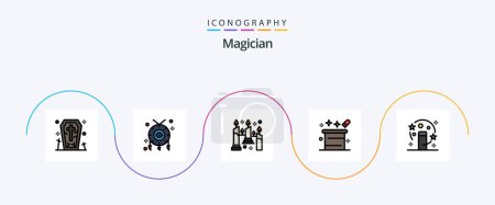 Téléchargez les illustrations : Magician Line Filled Flat 5 Icon Pack Including magic. magician. burning. magical. magic - en licence libre de droit