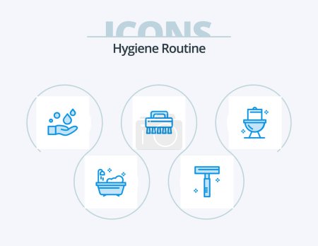 Illustration for Hygiene Routine Blue Icon Pack 5 Icon Design. washroom. cleaning. hand. bathroom. cleaning - Royalty Free Image