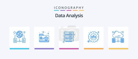 Illustration for Data Analysis Blue 5 Icon Pack Including preferences. management. server. gear. report. Creative Icons Design - Royalty Free Image