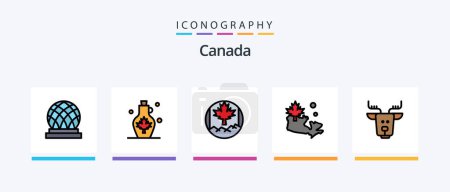Téléchargez les illustrations : Emballage de 5 icônes Canada Line inclus. canada. canada. arctique. feu. Icônes créatives Design - en licence libre de droit