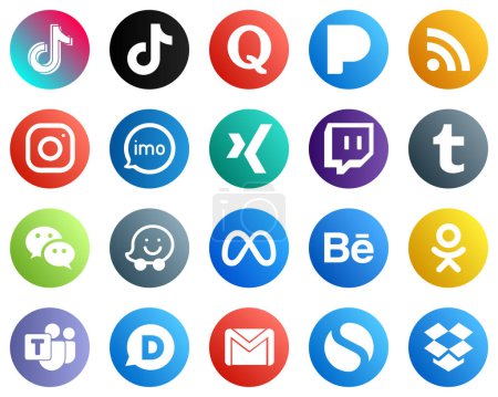 Illustration for 20 Social Media Icons for Every Platform such as xing. video. rss and audio icons. High definition and professional - Royalty Free Image