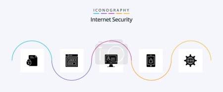 Illustration for Internet Security Glyph 5 Icon Pack Including world. bug. web security. security. security - Royalty Free Image
