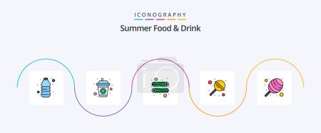Illustration for Summer Food and Drink Line Filled Flat 5 Icon Pack Including sweet. candy. food. sweet. lollipop - Royalty Free Image