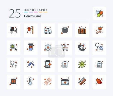 Illustration for Health Care 25 Line Filled icon pack including case. weight. ambulance. weigh. diet - Royalty Free Image