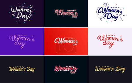 Ilustración de Pink Happy Women's Day typographical design elements set for greeting cards - Imagen libre de derechos