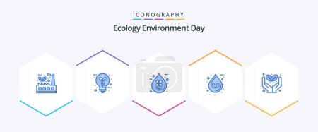 Illustration for Ecology 25 Blue icon pack including eco. drop. leaf. liquid. eco - Royalty Free Image