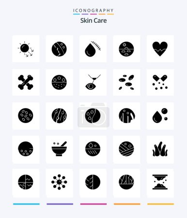 Illustration for Creative Skin 25 Glyph Solid Black icon pack  Such As skin. love. wound. heart. skin care - Royalty Free Image