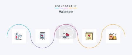Ilustración de Valentine Line Filled Flat 5 Icon Pack Including love. heart. fly. wedding. file - Imagen libre de derechos