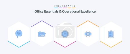 Illustration for Office Essentials And Operational Exellence 25 Blue icon pack including . secret society. symbol. timmer - Royalty Free Image