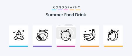 Ilustración de Summer Food Drink Line 5 Icon Pack Including sweet. ice cream. holiday. summer. brochette. Creative Icons Design - Imagen libre de derechos