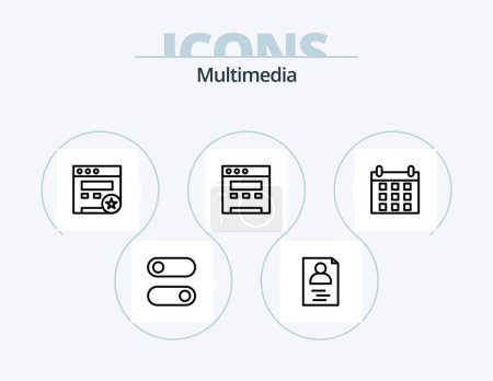 Téléchargez les illustrations : Multimedia Line Icon Pack 5 Icon Design. . . inspect. website. bookmark - en licence libre de droit